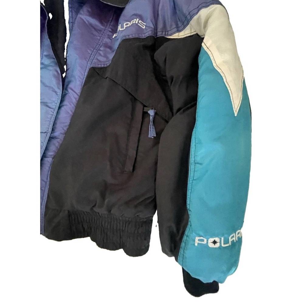 Polaris Snowmobile Jacket Insulated Purple Black Women XL Winter Coat USA 90's - Picture 8 of 16